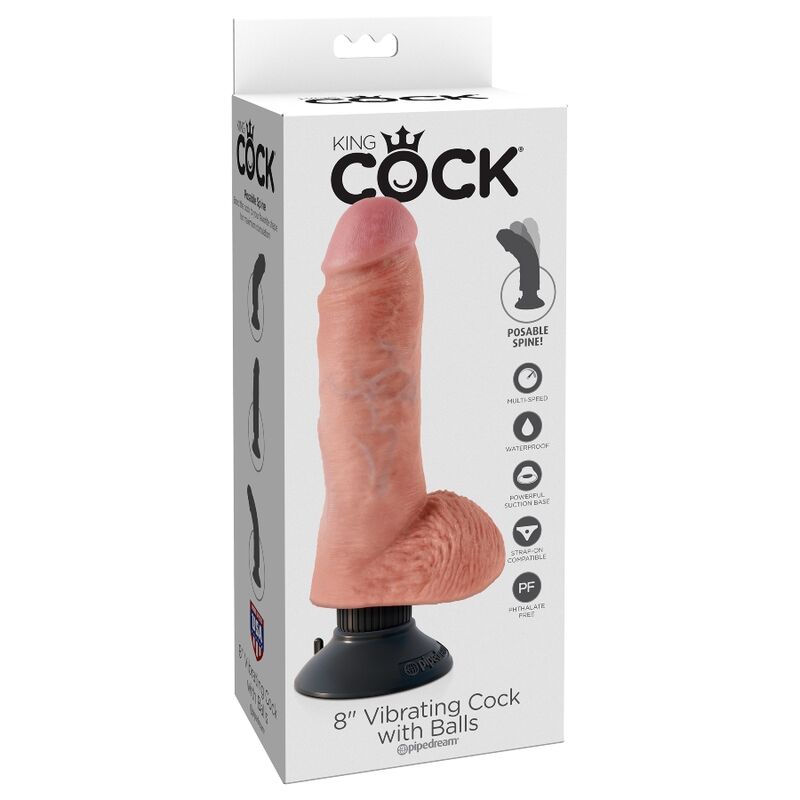 KING COCK - DILDO VIBRADOR CON TESTICULOS 20,3 CM NATURAL