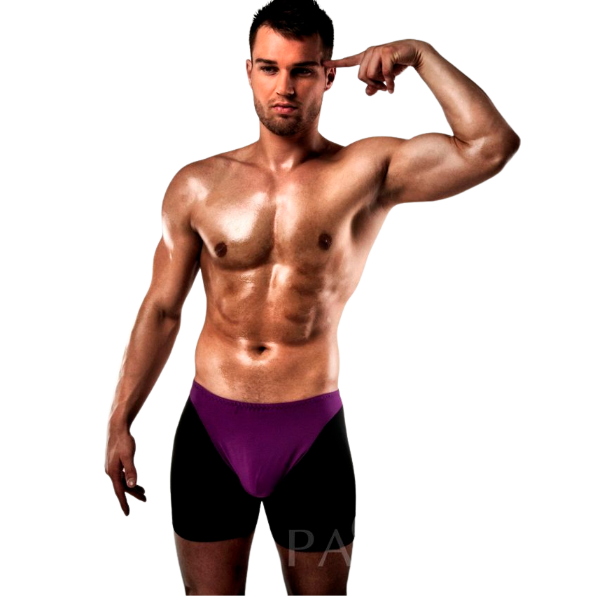 PASSION - BOXER 009 PURPLE/BLACK EROTIC LINGERIE S/M