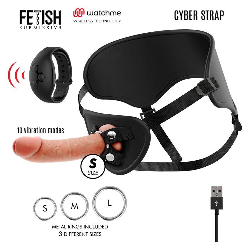 FETISH SUBMISSIVE CYBER STRAP - HARNESS MIT FERNBEDIENUNGS-DILDO-UHREN-TECHNOLOGIE