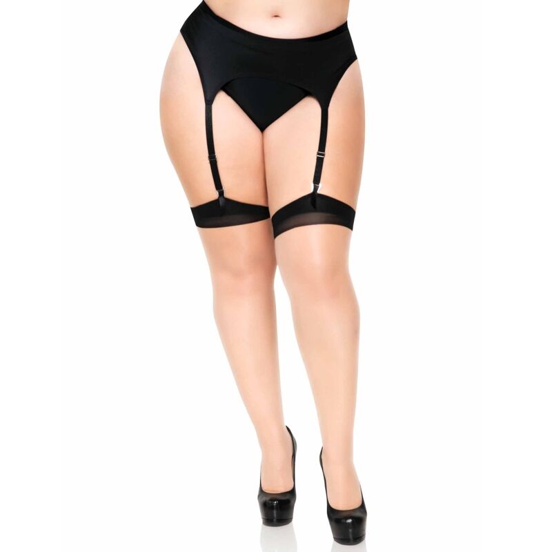 LEG AVENUE - PLUS LYCRA SHEER 2-TONE TOP HIGH QUALITY WITH BACK SEAM AND CUBAN HEEL