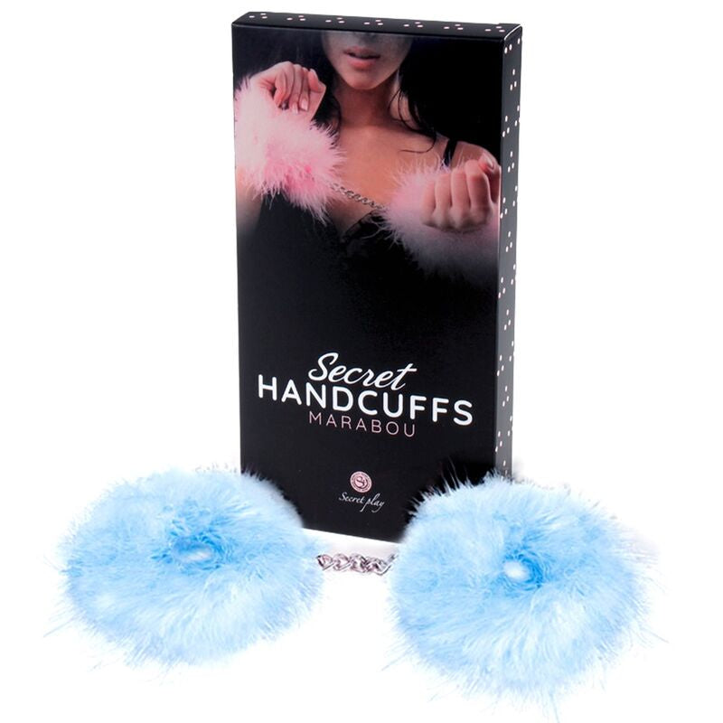 SECRETPLAY - HANDCUFFS MADE OF BLUE LIGHT MARABOU