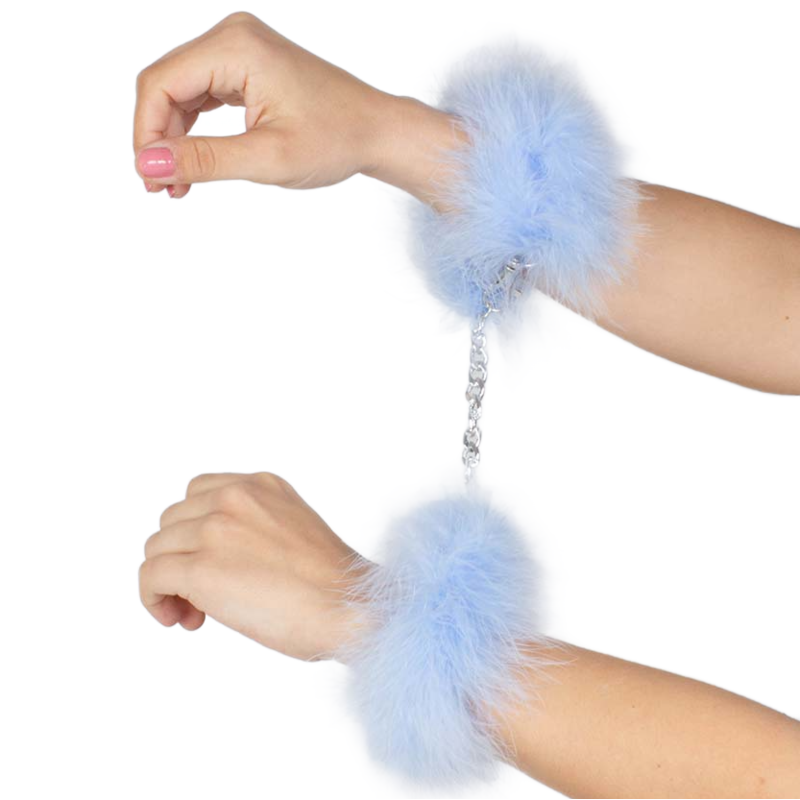 SECRETPLAY - HANDCUFFS MADE OF BLUE LIGHT MARABOU