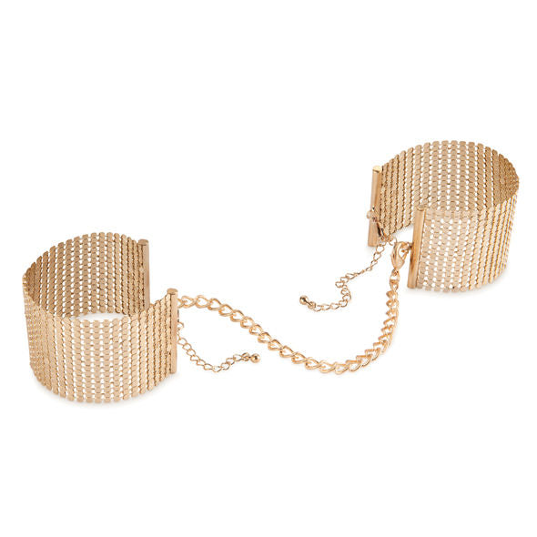 BIJOUX - DÉSIR MÉTALLIQUE GOLDEN METAL FABRIC HANDCUFFS