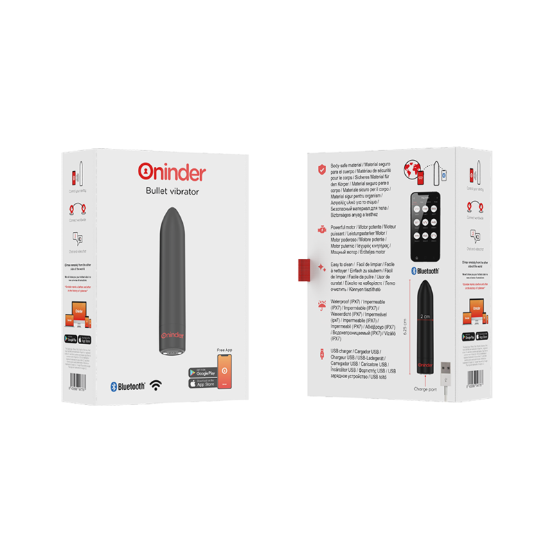 ONINDER - BERLIN BULLET VIBRATOR SCHWARZ 9 MODI 8,5 X 2 CM - KOSTENLOSE APP