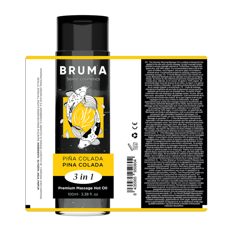 BRUMA - PREMIUM-MASSAGEÖL MIT WÄRMEEFFEKT, PINA COLADA-GESCHMACK 3 IN 1 - 100 ML