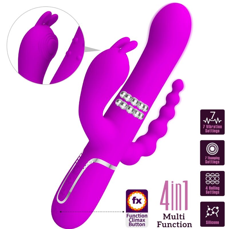 PRETTY LOVE - CAMMY TRIPLE VIBRATOR MULTIFUNKTION 4 IN 1 ROSA