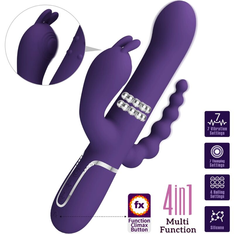 PRETTY LOVE - CAMMY TRIPLE VIBRATOR MULTIFUNKTION 4 IN 1 LILA