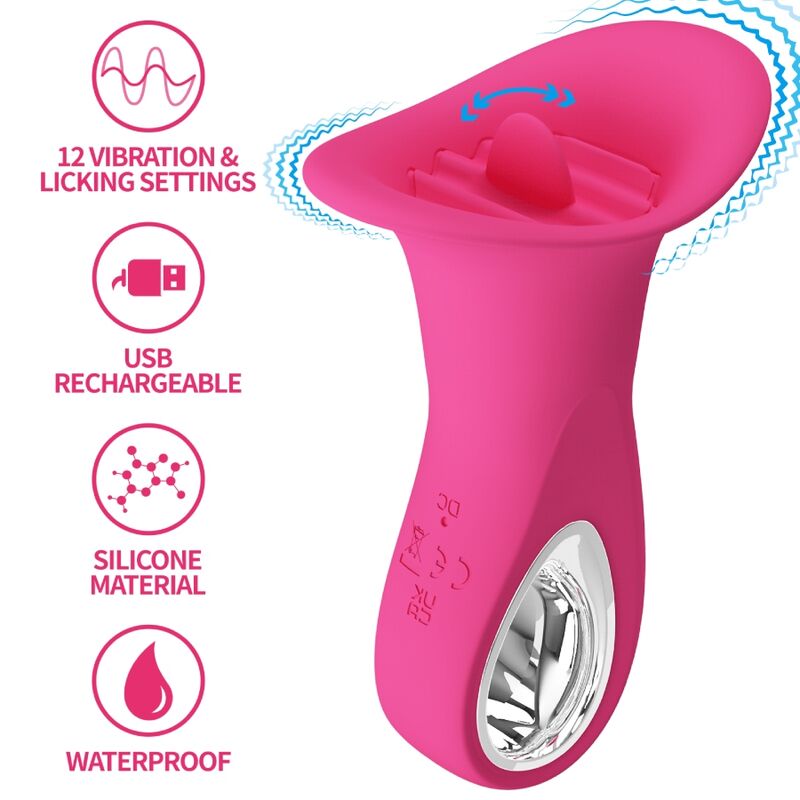 PRETTY LOVE - CLYDE ORALVIBRATOR VIBRIERENDE ZUNGE 12 VIBRATIONEN ROSA