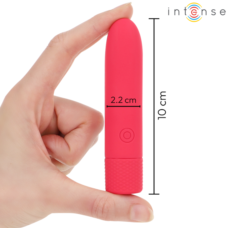 INTENSE - SYMONE USB WIEDERAUFLADBARER VIBRIERENDER BULLET 8 VIBRATIONEN ROT 10 X 2,2 CM