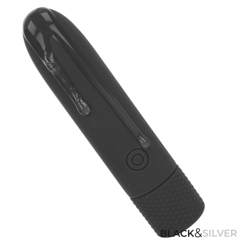 BLACK & SILVER - GERI USB WIEDERAUFLADBARER VIBRIERENDER BULLET 8 VIBRATIONEN SCHWARZ 10 X 2,2 CM