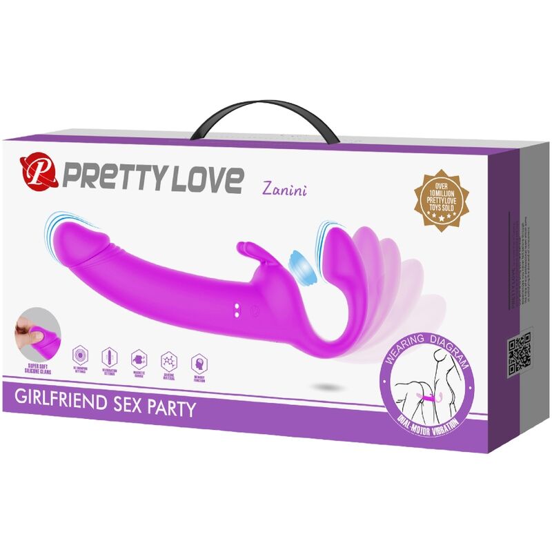 PRETTY LOVE - ZANINI STRAPLESS STRAP-ON 10 VIBRATIONEN LILA