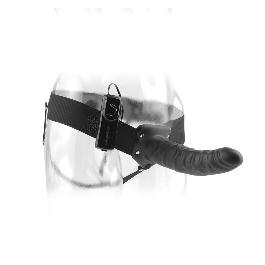 SERIE FETISH FANTASY - STRAP-ON HUECO VIBRADOR DE 19 CM NEGRO