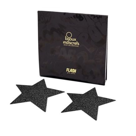 BIJOUX - TAPONES PARA PEZONES INDISCRETS BLACK STAR FLASH