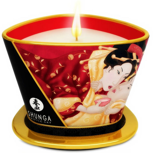 SHUNGA - VELA DE MASAJE MINI CARESS BY CANDELIGHT FRESA Y CAVA 170 ML