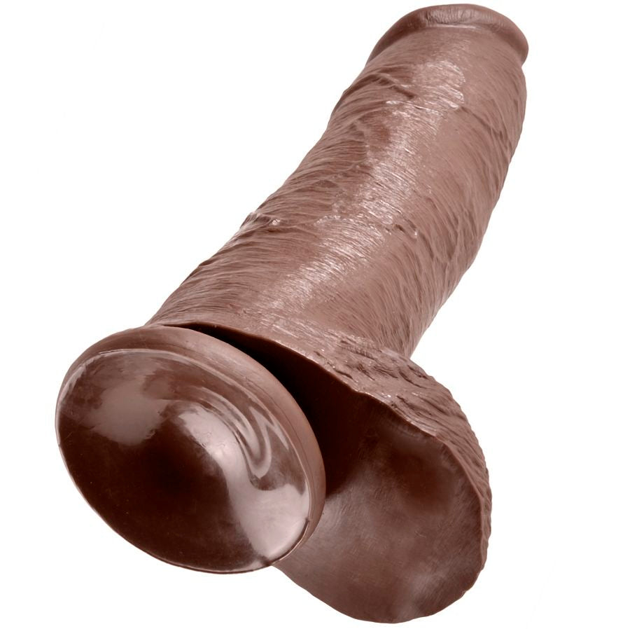 KING COCK - 12 DILDO MARRÓN CON HUEVOS 30,48 CM