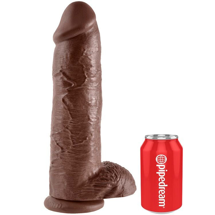 KING COCK - 12 DILDO MARRÓN CON HUEVOS 30,48 CM