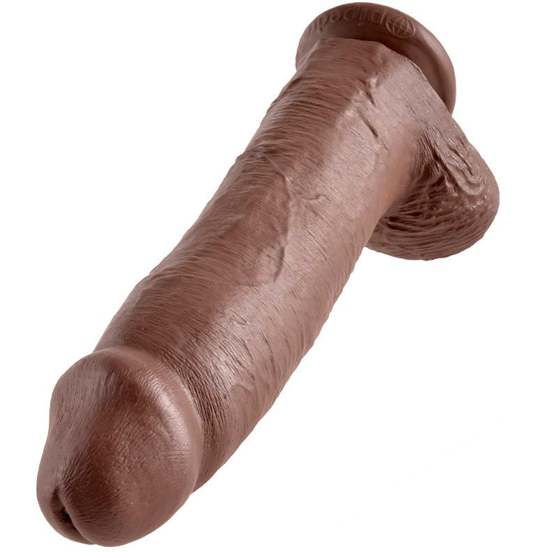 KING COCK - 12 DILDO MARRÓN CON HUEVOS 30,48 CM