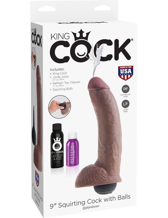 KING COCK - PENE EYACULADOR REALISTA MARRÓN 22,86 CM