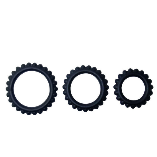 BAILE - TITAN SET 3PCS COCKRING BLACK 2.8 + 2.4 + 1.9 CM 