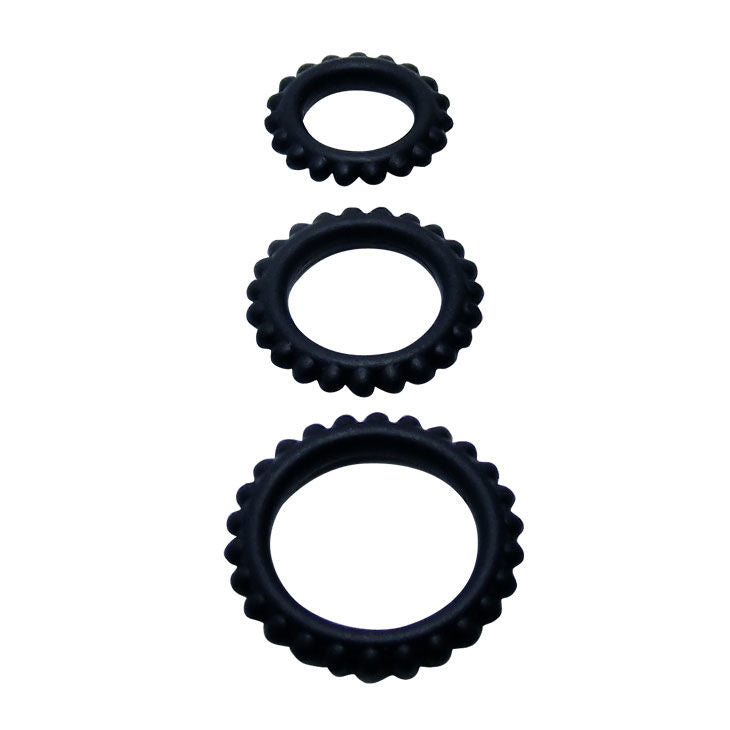 BAILE - TITAN SET 3PCS COCKRING BLACK 2.8 + 2.4 + 1.9 CM 