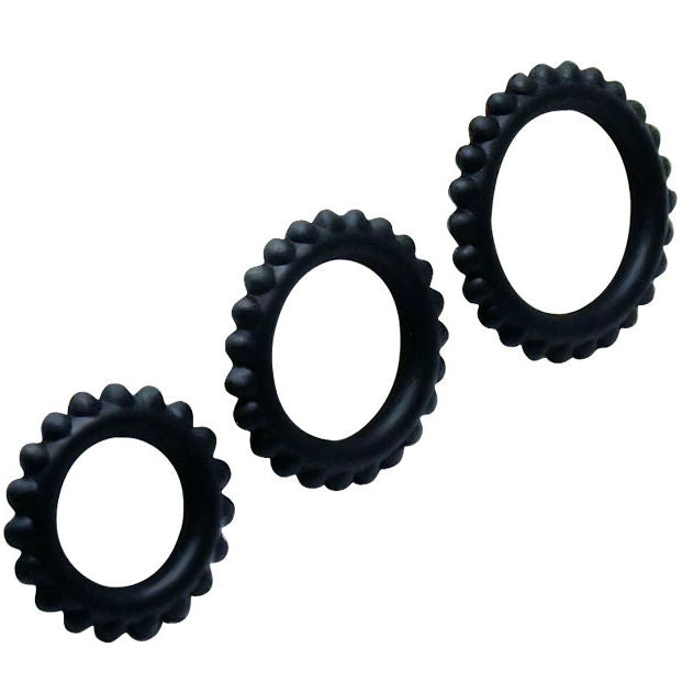 BAILE - TITAN SET 3PCS COCKRING BLACK 2.8 + 2.4 + 1.9 CM 