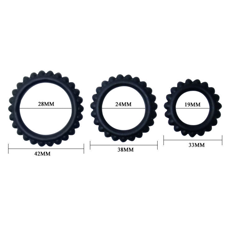 BAILE - TITAN SET 3PCS COCKRING BLACK 2.8 + 2.4 + 1.9 CM 