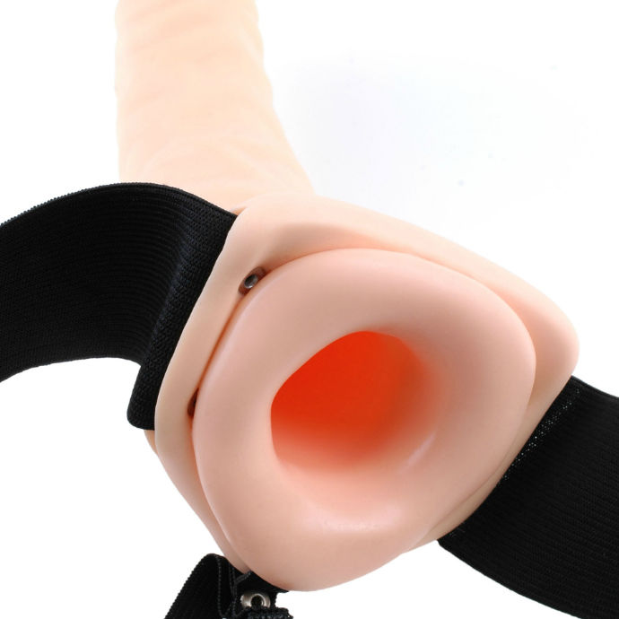 SERIE FETISH FANTASY - STRAP-ON HUECO VIBRADOR DE 19 CM MARRÓN