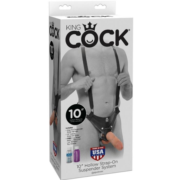 KING COCK - SISTEMA DE TIRANTES CON CORREA HUECO DE 25,5 CM COLOR CARNE