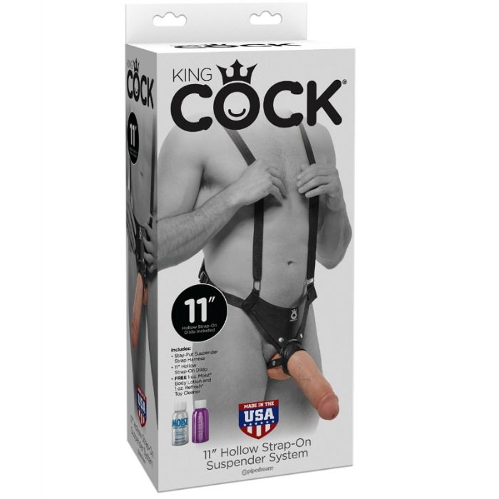 KING COCK - 28 CM HOLLOW STRAP-ON STOCKING SYSTEM FLESH