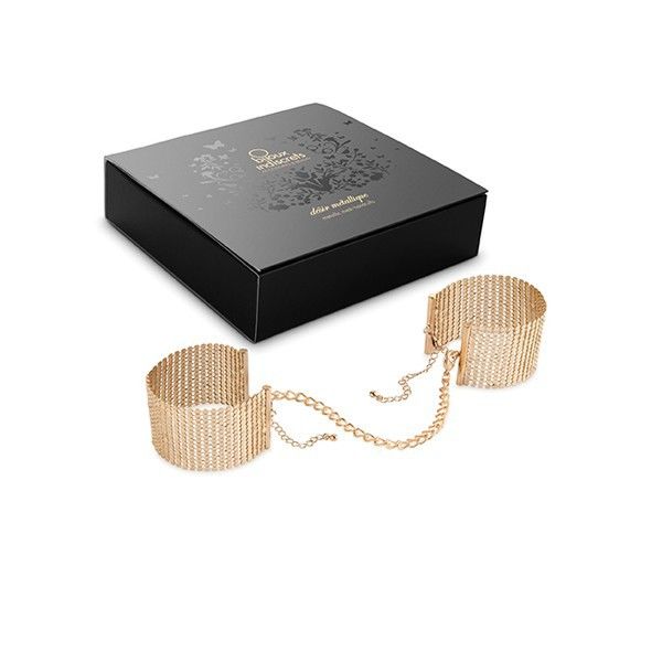 BIJOUX - DÉSIR MÉTALLIQUE GOLDEN METAL FABRIC HANDCUFFS