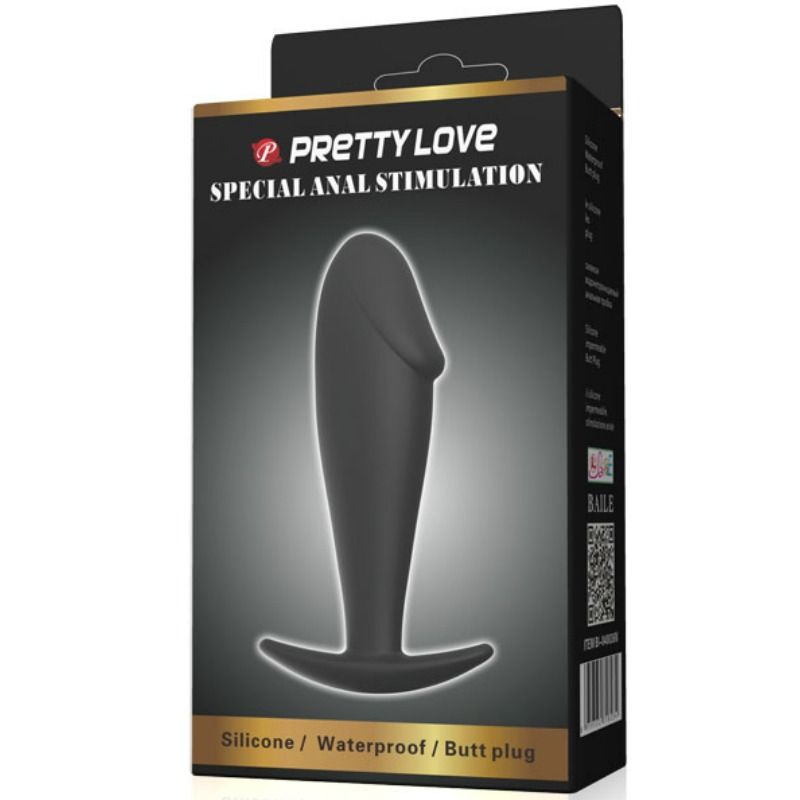 PRETTY LOVE - PLUG ANAL DE SILICONA FORMA PENE NEGRO