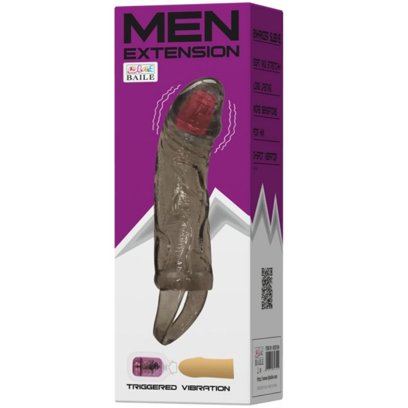 BAILE - PENIS EXTENSION SLEEVES WITH VIBRATION AND STRAP FOR TESTICLES 13.5 CM