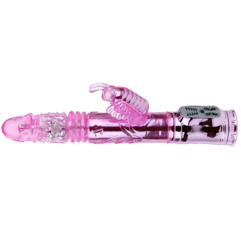 BAILE - VIBRADOR RECARGABLE CON ROTACIÓN Y ESTIMULADOR MARIPOSA PULSANTE