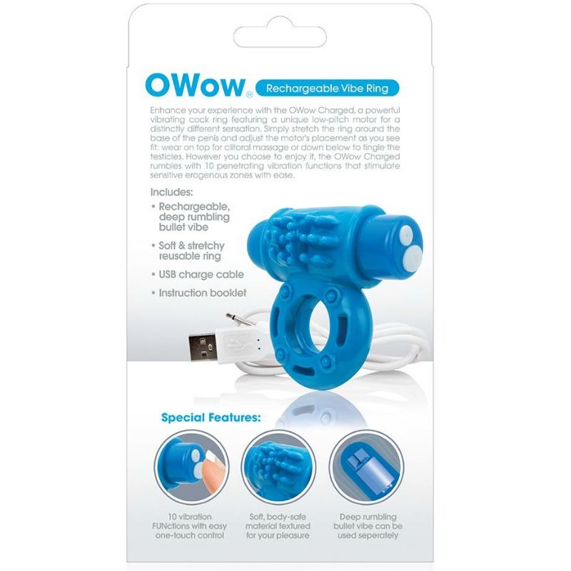 SCREAMING O - BLUE RECHARGEABLE VIBRATOR WOW RING