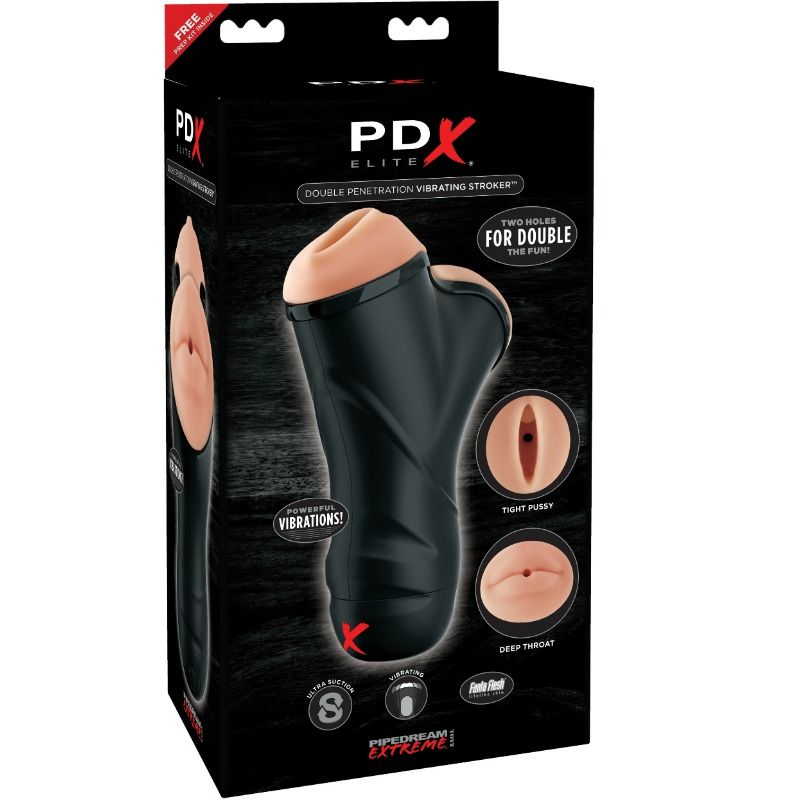 PDX ELITE - VIBRATING STROKER WITH DOUBLE PENETRATION