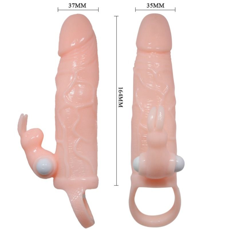 BAILE - BRAVE MAN PENIS COVER WITH RABBIT AND DOUBLE MOTOR MEAT 16.5 CM