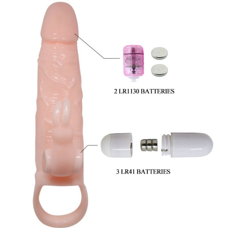 BAILE - FUNDA PARA PENE BRAVE MAN CON CONEJO Y DOBLE MOTOR CARNE 16,5 CM