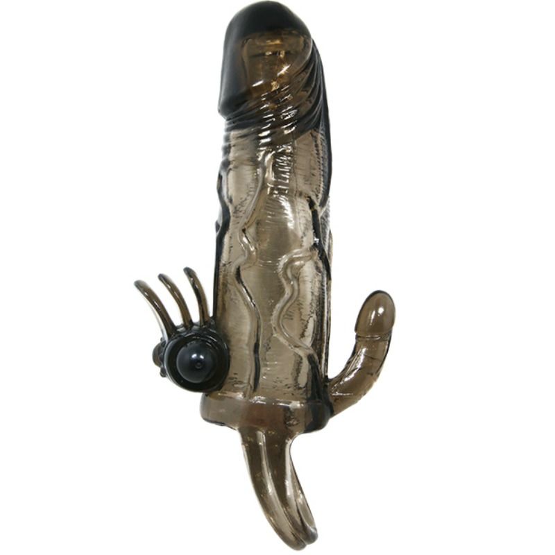 BAILE - BRAVE MAN PENE CON ESTIMULACIÓN DE CLÍTORIS Y ANAL DOBLE BOLA NEGRO 16,5 CM