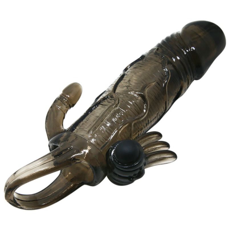 BAILE - BRAVE MAN PENISHEATH WITH CLITORIS AND ANAL STIMULATION DOUBLE BALL BLACK 16.5 CM