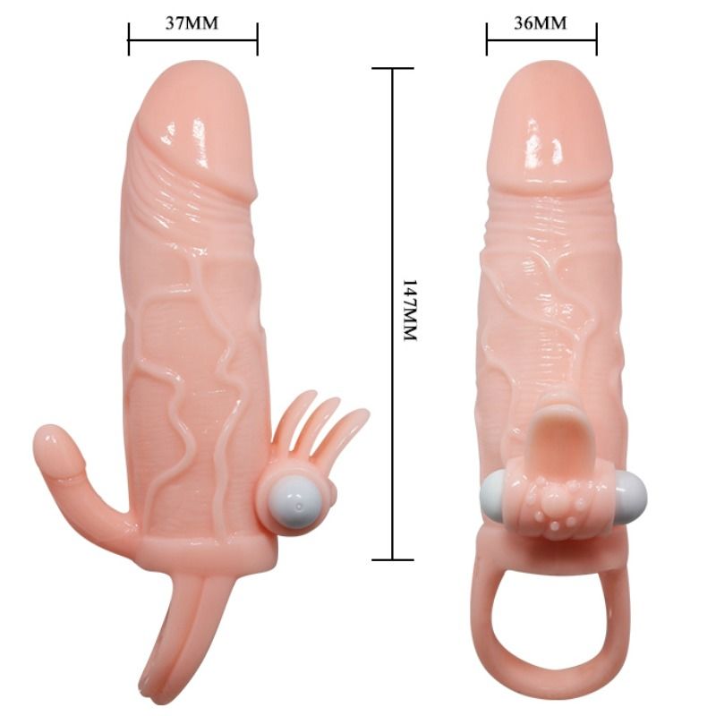 BAILE - BRAVE MAN PENISHEATH WITH CLITORIS AND ANAL STIMULATION FLESH 16.5 CM