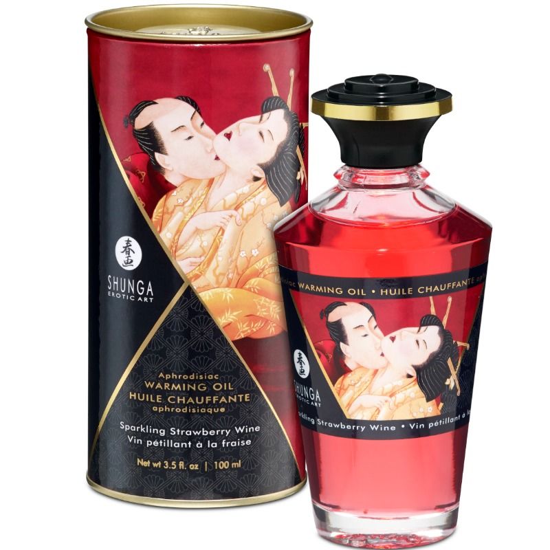 SHUNGA - STRAWBERRY AND CAVA HEAT EFFECT MASSAGE OIL 100 ML