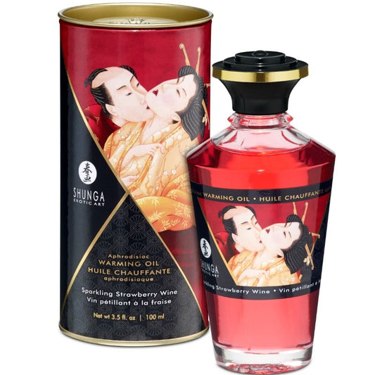 SHUNGA - ACEITE DE MASAJE EFECTO CALOR FRESA Y CAVA 100 ML