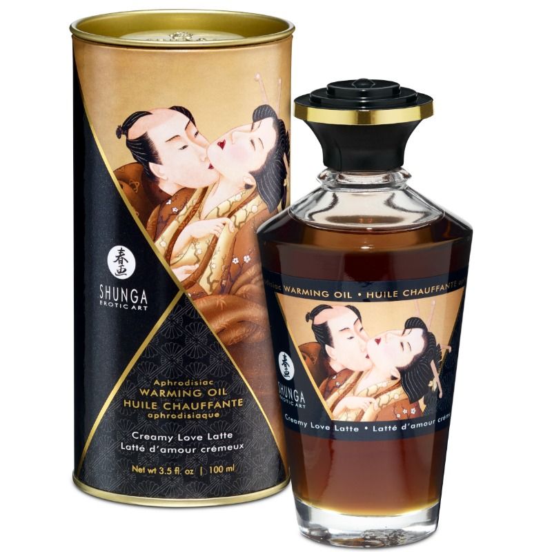 SHUNGA - ACEITE DE MASAJE CON EFECTO CALOR SABOR CREMOSO LOVE LATTE 100 ML