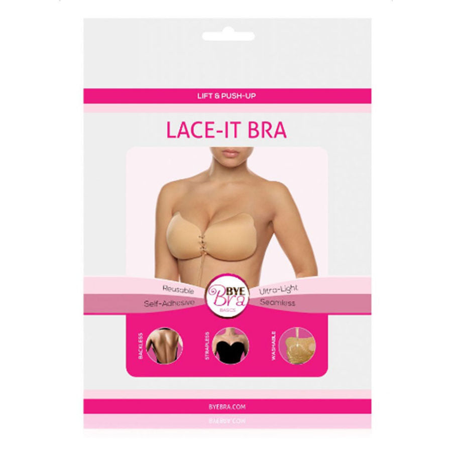 BYE-BRA - Sujetador push-up con encaje en color beige, copa C