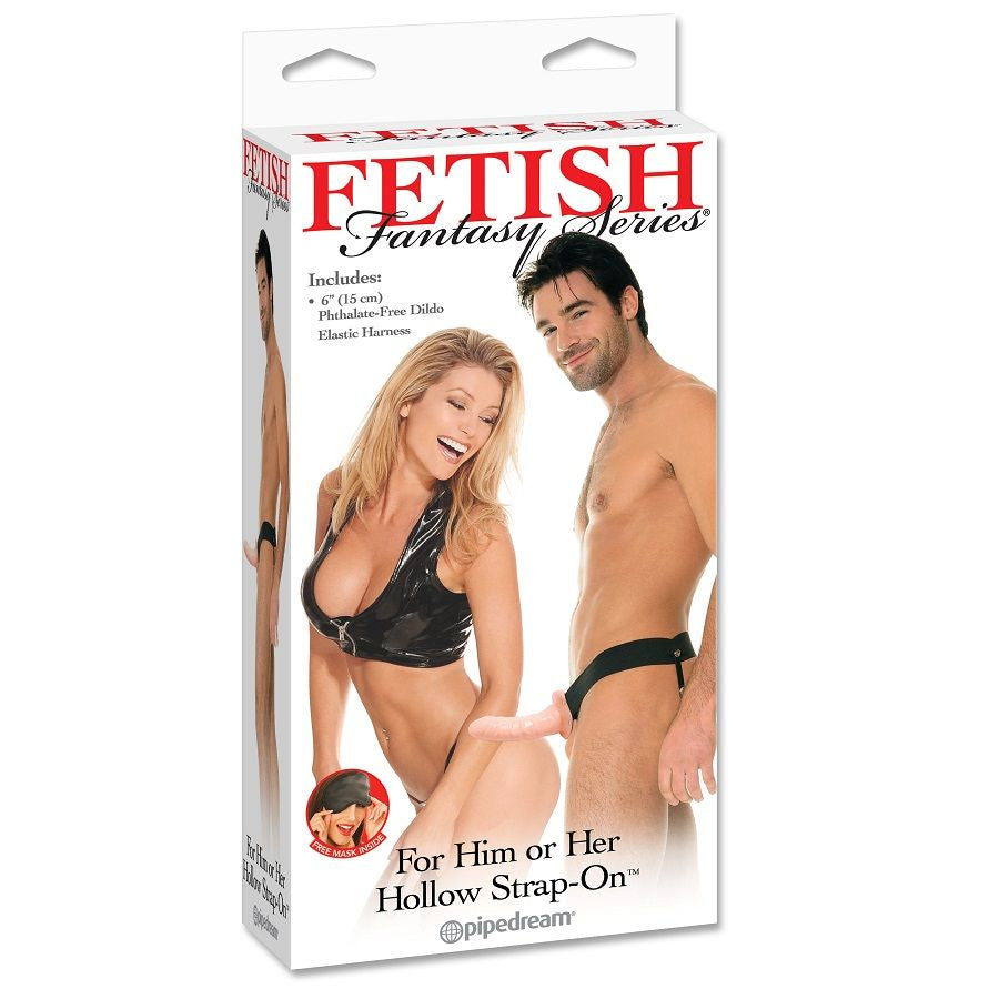 FETISH FANTASY SERIES - FLESH ADJUSTABLE HOLLOW HARNESS STRAP ON 15 CM