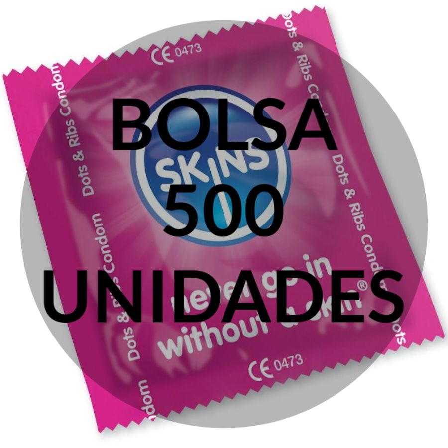 SKINS - CONDOMS DOTS &amp; STRIPS BAG 500 UNITS