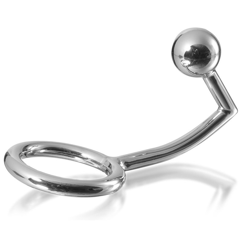 ANILLO PARA PENE METAL HARD CON GANCHO ANAL INTRUSO, 40 MM