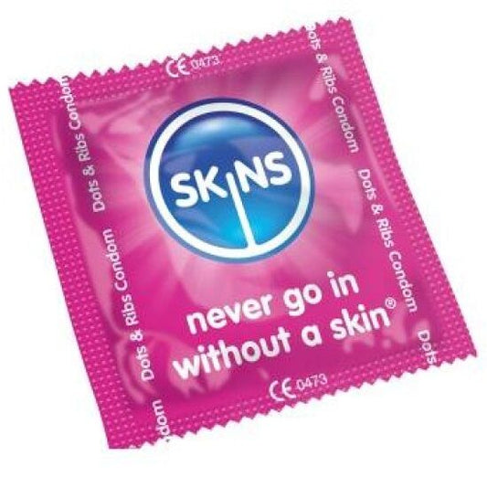 SKINS - CONDOMS DOTS &amp; STRIPS BAG 500 UNITS