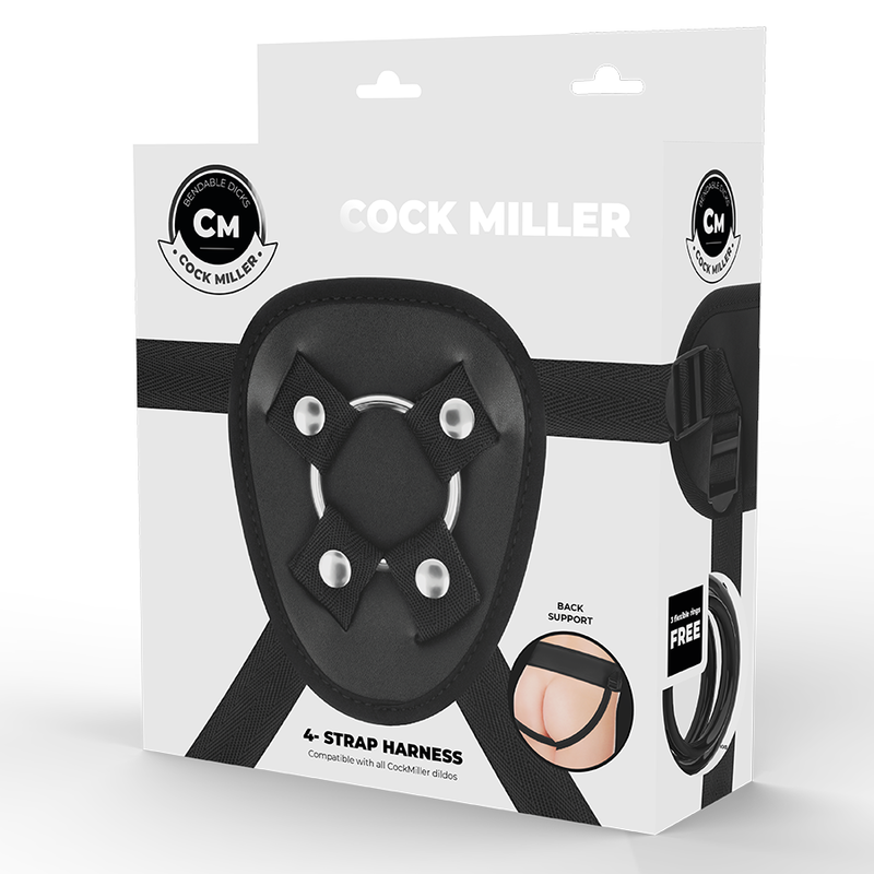 COCK MILLER - HARNESS + SILIKON DICHTE COCKSIL ARTIKULIERBAR SCHWARZ 13 CM